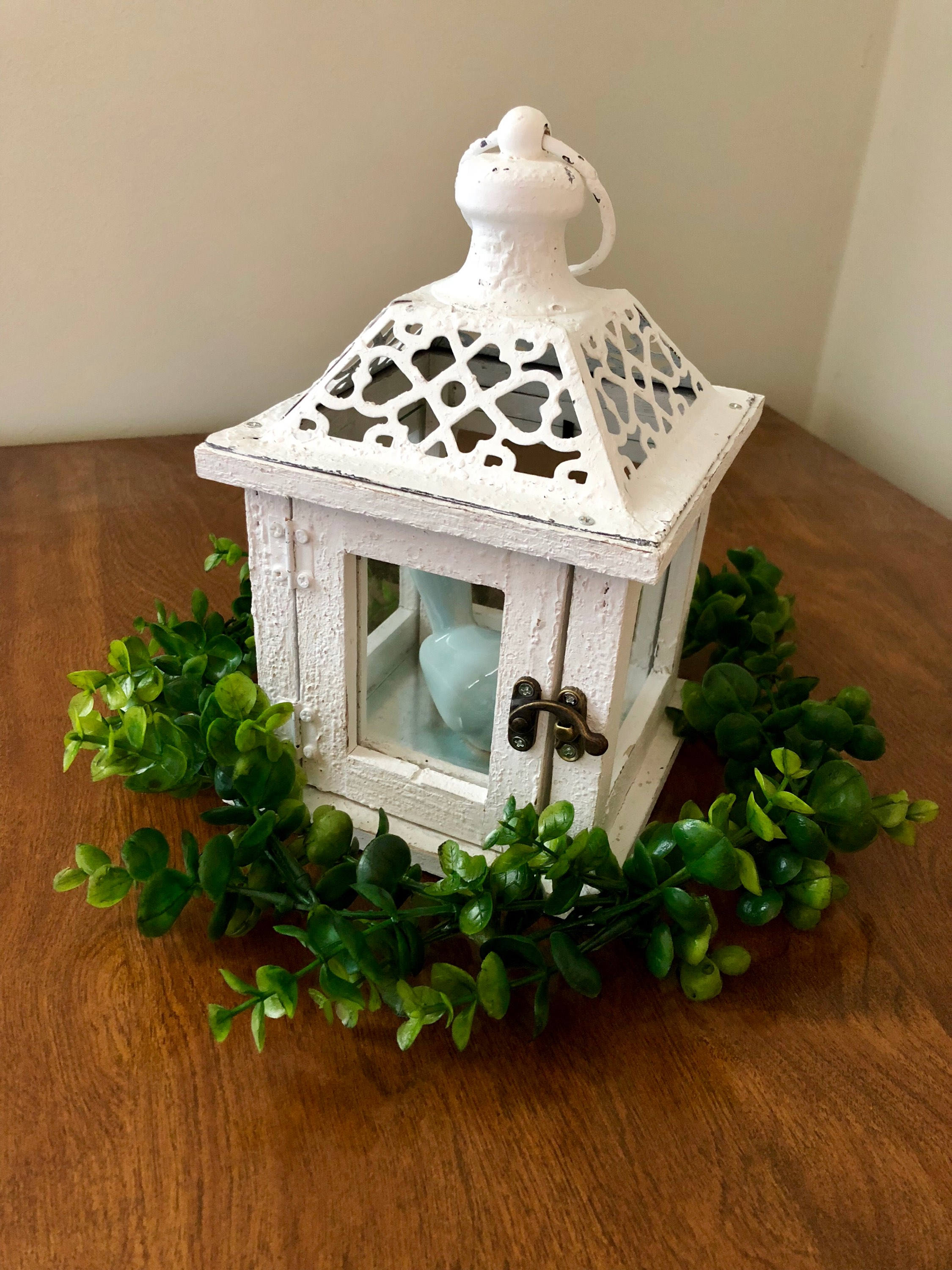 Lantern Wreath Greenery Wreath Lantern Decor Table Decor Etsy