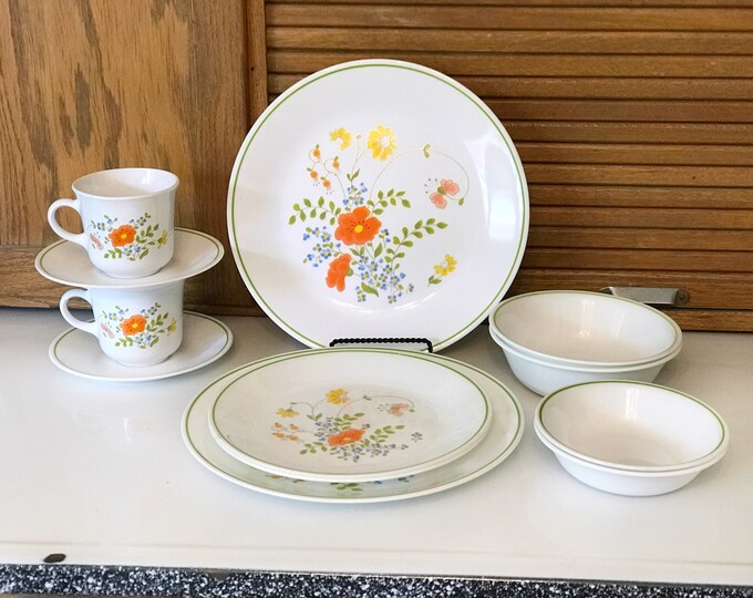 Vintage Corelle Dinner Set for 2 - Wildflower Dishes - 12 Pieces ...