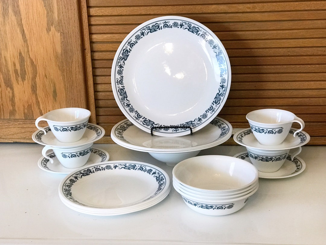 Corelle Old Town Blue Dinnerware Set for 4 20 Pieces Old Town Blue Dishes Corelle Livingware Etsy