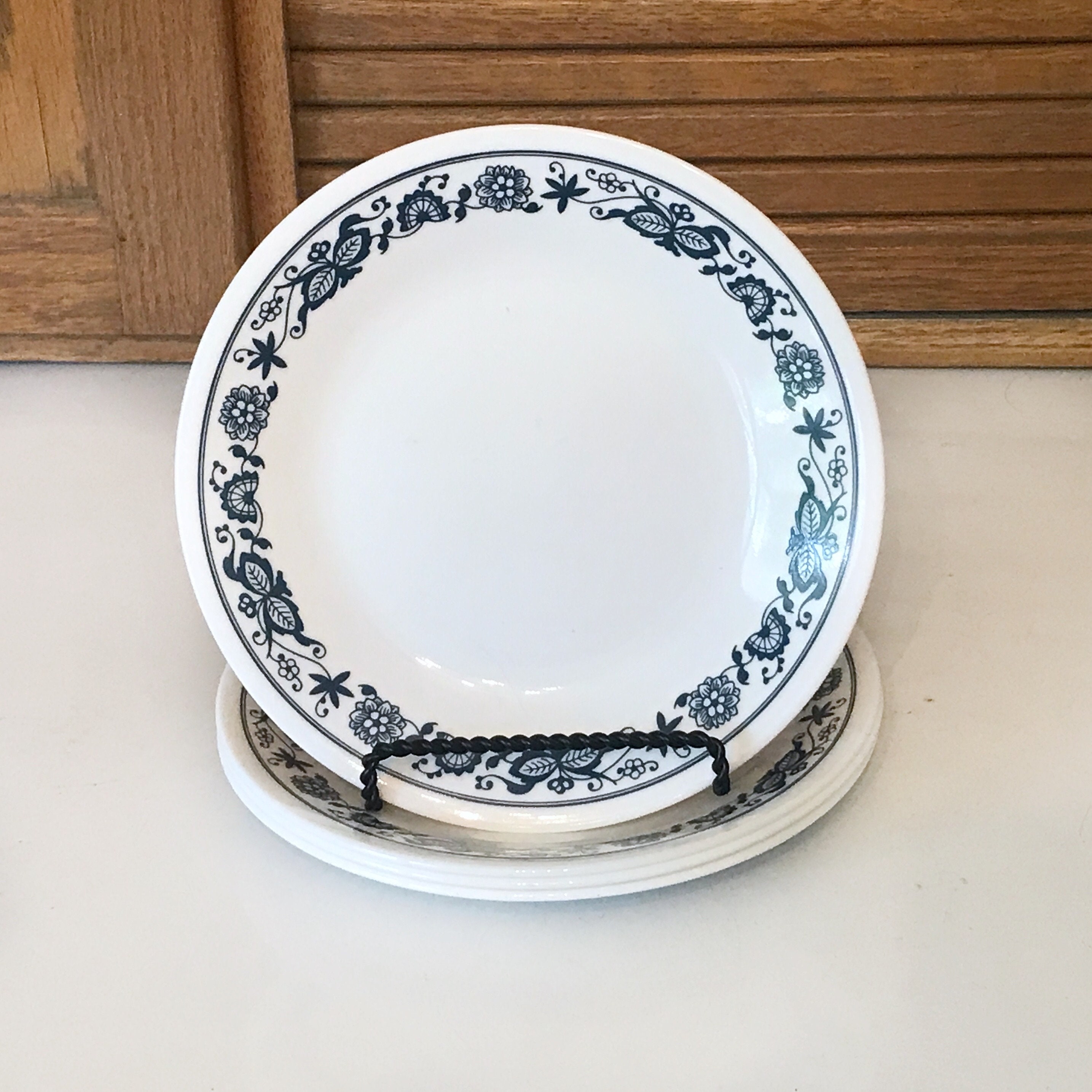 Corelle Old Town Blue Dessert Plates - Set of 4 - Vintage Blue