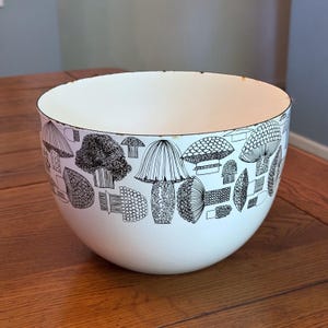 Vintage Finel Arabia Mushroom Enamel Bowl - Scandinavian Modern