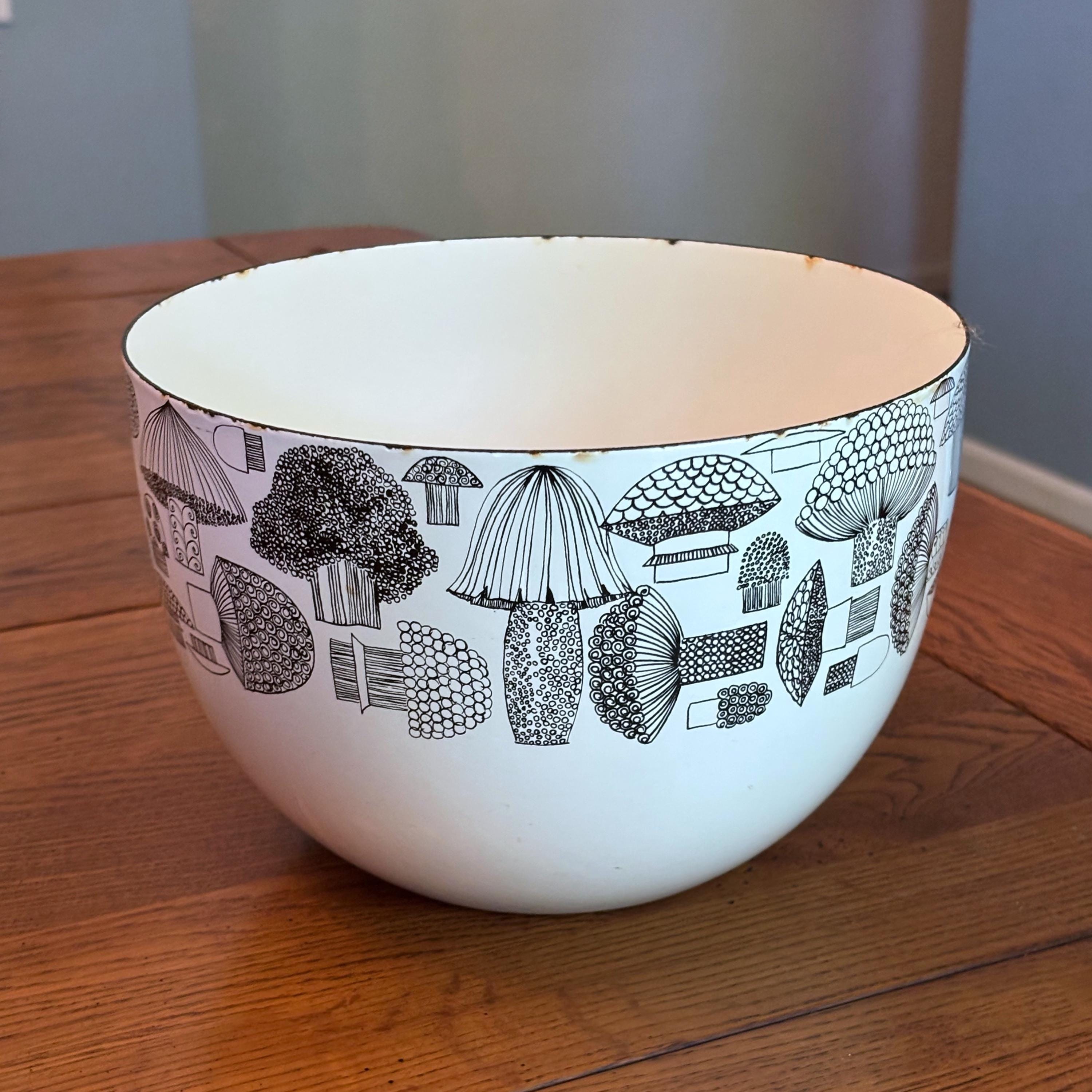 Vintage Finel Arabia Mushroom Enamel Bowl - Scandinavian Modern