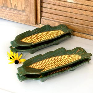 Vintage Ceramic Corn on the Cob Plates - Hand Painted Set of 4