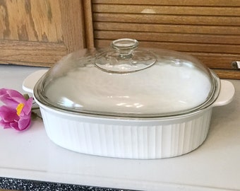 Corningware French White Large Casserole Dish with Lid - 4 Liters - F-14-B