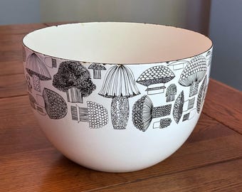 Vintage Finel Arabia Mushroom Enamel Bowl - Scandinavian Modern