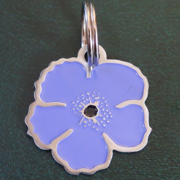 Purple Poppy Animals at War Stainless Steel & Enamel Remembrance Pet Dog / Cat Tag