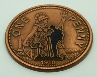 WW1 1918 Old Penny Remembrance Day Graveside Mourning Badge