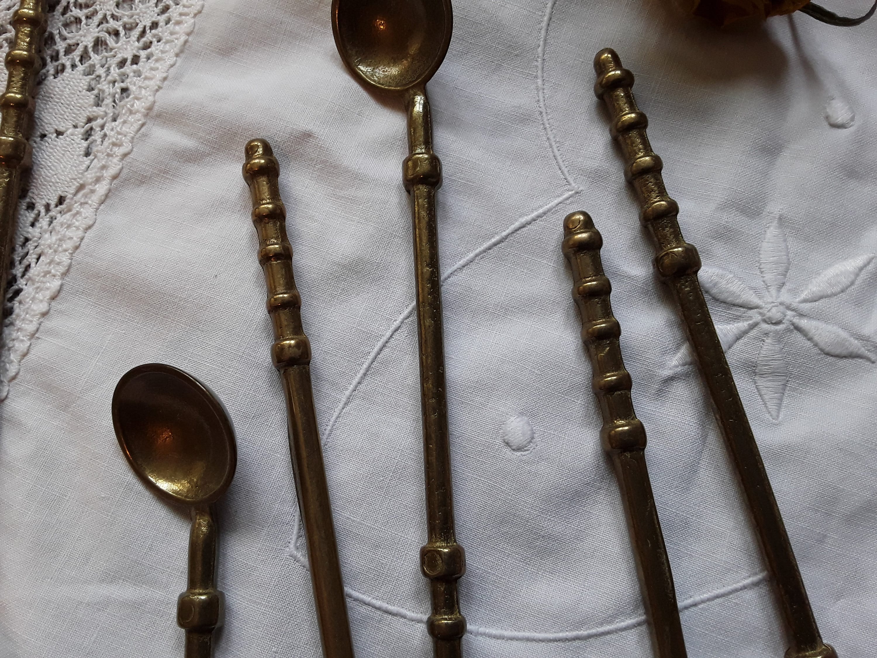 Antique Vintage Brass Set of Six 6 Jam Spoons Serving Utensils Etsy