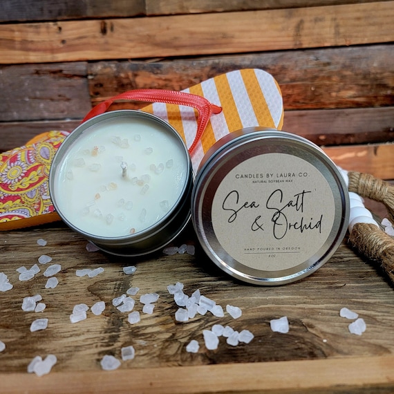 8 oz Sea Salt and Orchid Soy Candle Tin