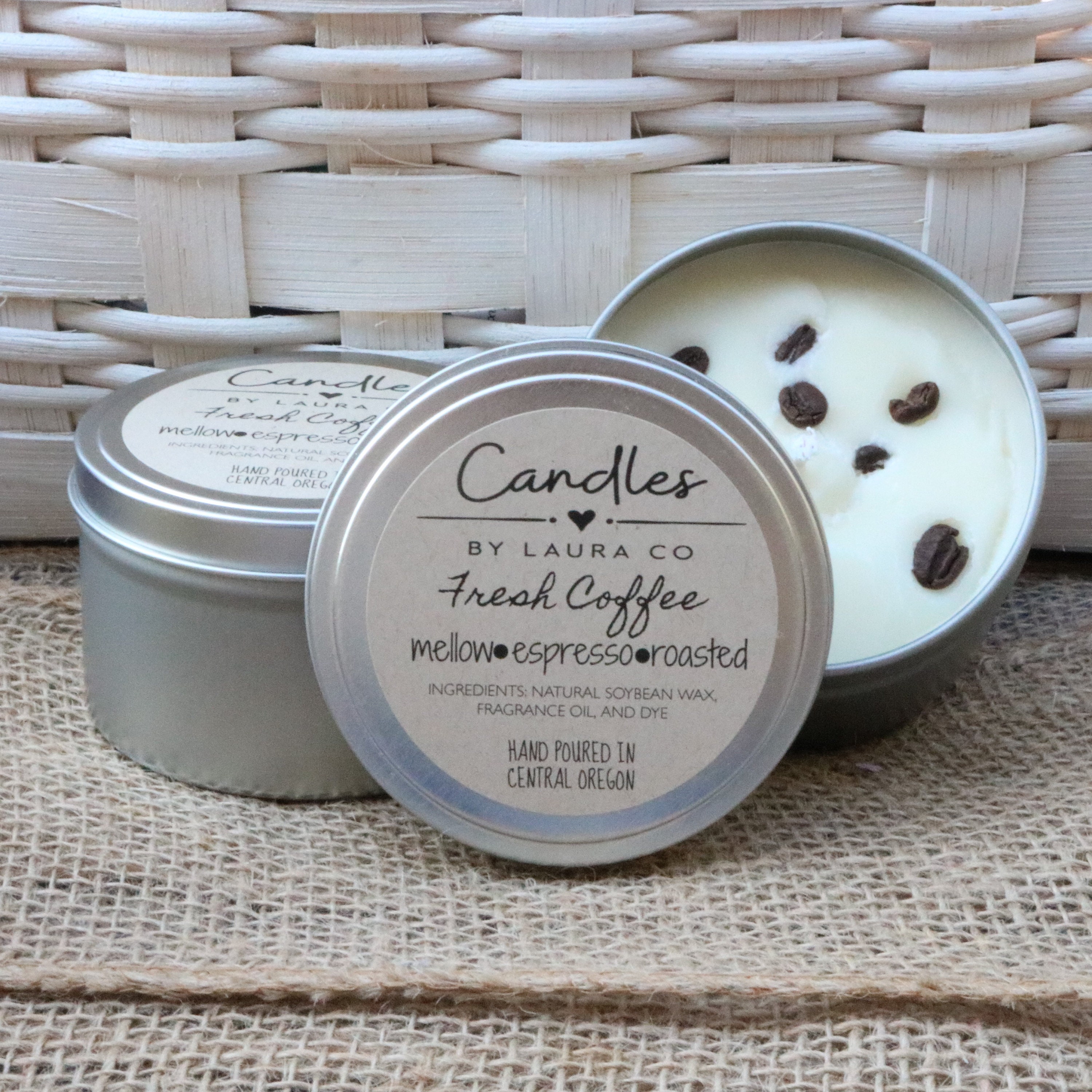 8 oz Fresh Coffee Candle Tins set of 2 Etsy