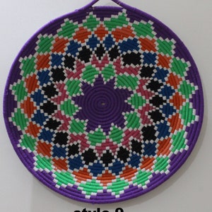 cestino colorato per il pane in paglia berbera marocchina vintage, piatti in vimini, cestini di paglia marocchini, boho deco, arredamento per la casa, idea regalo
