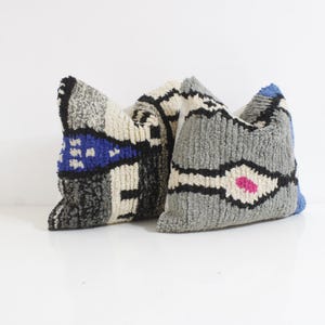 DDP_set de 2 almohadas marroquíes vintage 100% lana, almohada absolutamente hermosa almohada marroquí bereber diseño de hogar hecho a mano Kilim bereber 2P416