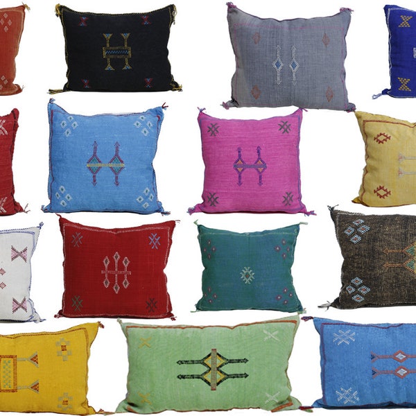 more than 20 Moroccan Boho Throw Pillow Cactus Silk Pillow Cover Hand woven Berber Pillow Colorful Sabra Cactus Silk Cushion Cover