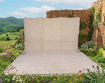 Custom Beni Ouarain Rug - Handmade Moroccan Wool Carpet - White Ivory Plain Rug - Berber Nursery Rug - Made to Order - Thick Soft Area Rug