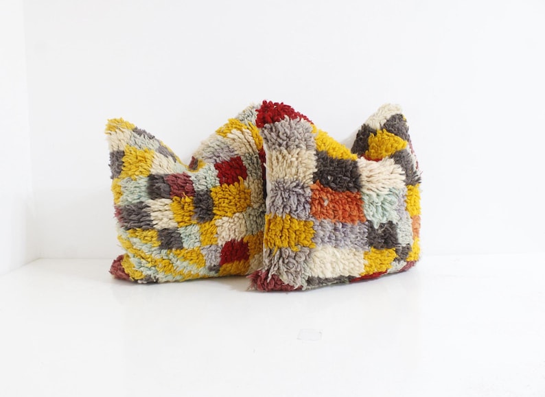 Vintage Moroccan Kilim Pillow Covers – Set of 2 Handwoven Wool
