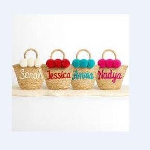PERSONALIZED straw moroccan basket,bridal shower bags,customized straw bags,custom beach bag,straw tote,embroidered bags