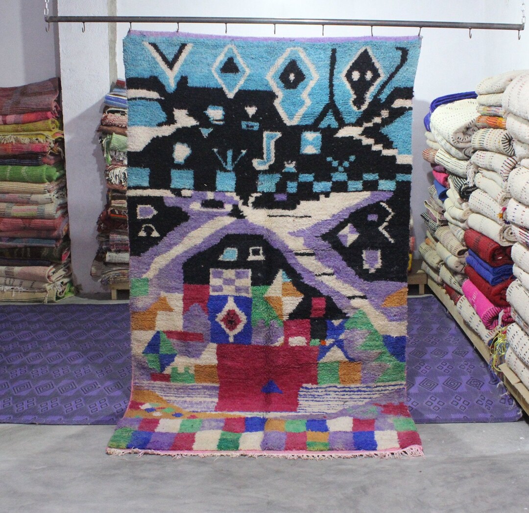 3b03_top Vintage Moroccan Carpet All Wool Premium 100 Wools Rugs New