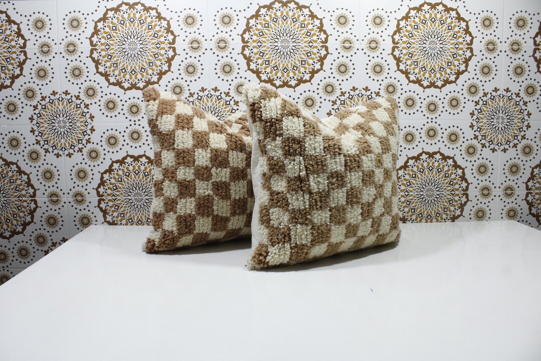 20x20 Moroccan Checkered Pillows Square Checker Pillows, Checked ...