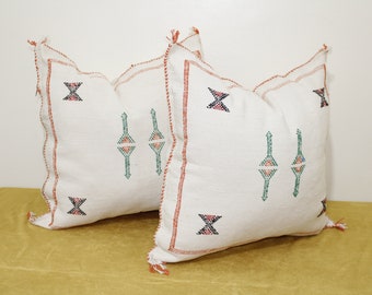 set of 2 New Moroccan pillows 100% SILK, Absolutely gorgeous pillow Floor  Berber Home design Handmade Kilim Berber with zipper _PS02