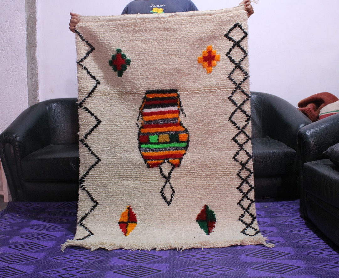 4C60_ Hight Quality Authentic Moroccan Carpet Beni Ourain Berber