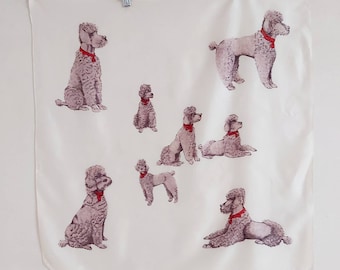 Vintage 60s Poodle dogs print synthetic scarf