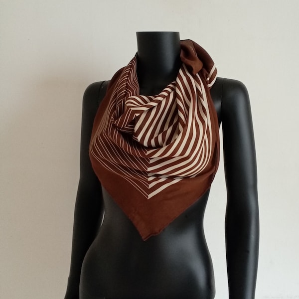 Vintage  90s Fisba Stoffels Geometric lines square patt silk scarf w/defects
