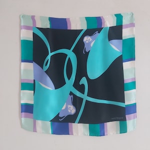 80s Laura Biagiotti Art Nouveau abstract ladies print silk scarf