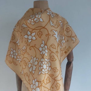 Vintage 80s Aquascutum of London rosset floral  large silk twill scarf
