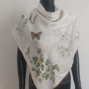 Vintage 90s Jim Thompson Butterflies & berries print silk scarf w/tags