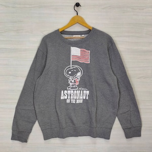 Sudadera de cuello redondo de Snoopy y Peanuts de los años 90, suéter Schulz vintage grande, gris, talla L