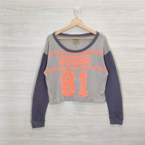 Guess Crop Top X-large Vintage Guess Sweatshirt Pullover Guess 81 Gray Womens Size XL