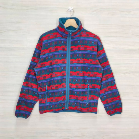 LL BEAN Fleece Jacket Vintage 90s LL Bean Multicolor Sweater