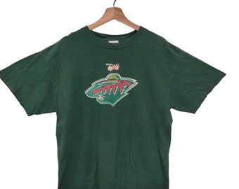 Koszulka hokejowa Minnesota Wild z krótkim rękawem w kolorze zielonym z lat 90., duża, vintage, LEE Sport NHL, rozmiar L