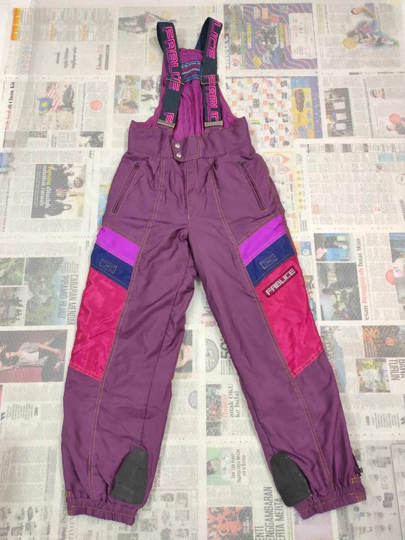Fablice Snow Pants Winter Suit Skiing Jumpsuit Overall Snowboarding Sportswear Colorblock Maroon Size L Waist 30-34