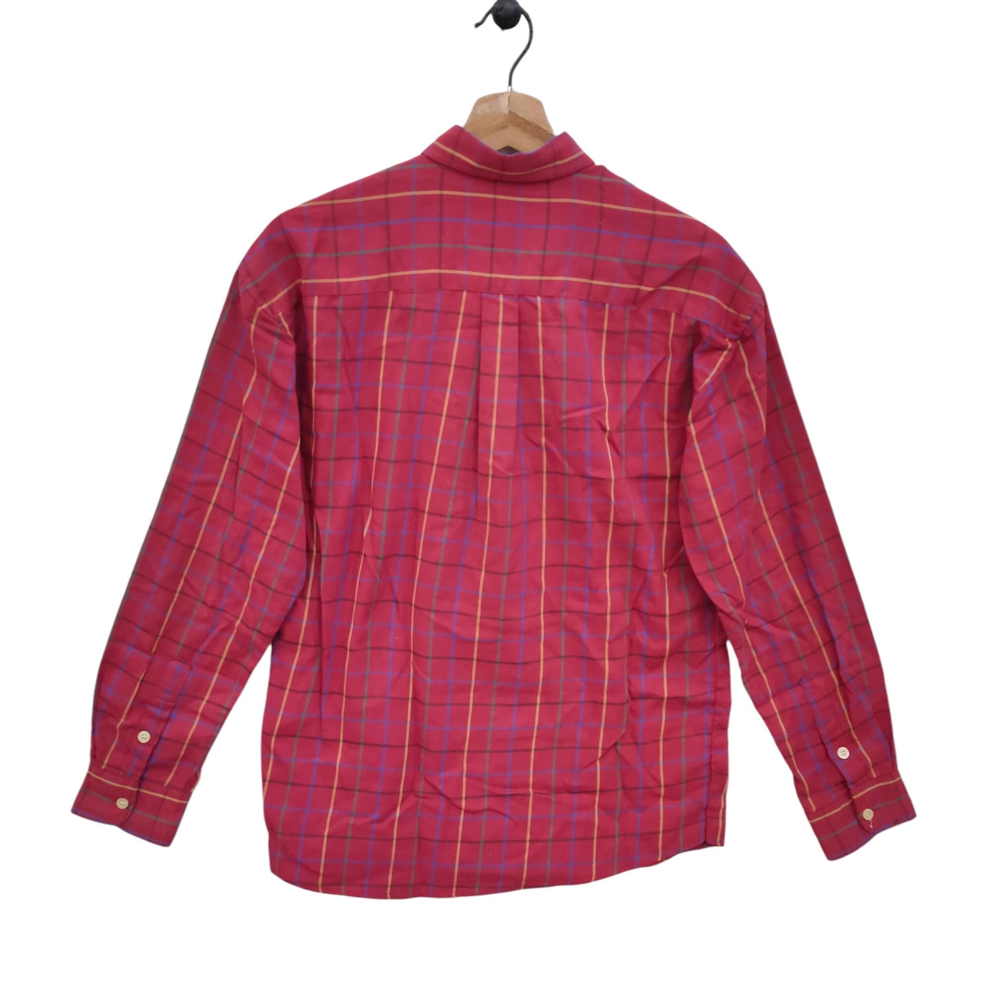 90s Burberrys 希少 長袖シャツ チェック柄 ボルドーレッド　L 90s Burberrys 希少 長袖シャツ チェック柄 ボルドーレッドL