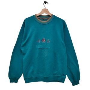 Golf Masters Cup International, Sudadera Vintage Headlands, Bordado Golf Masters, Jersey de los 90, Suéter Verde, Medio