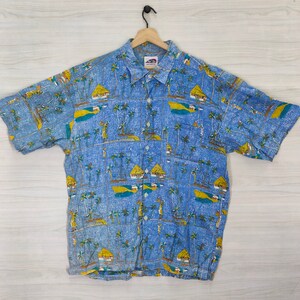 Hawaiian Shirt,  Vintage 90s Hawaii Tee, Red Tide Sportswear, Oversized XXL