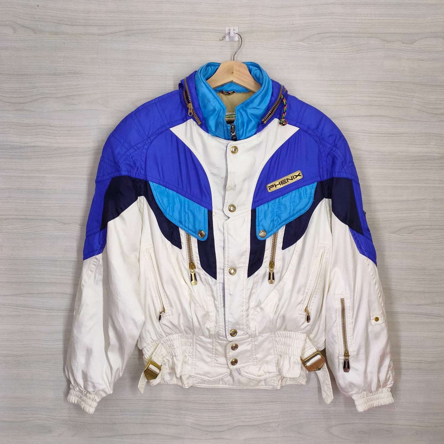PHENIX Ski Jacket Vintage 90s Phenix White Blue Jacket PHENIX Ski Jacket Vintage 90s Phenix White Blue Jacket