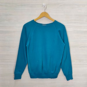 Vtg 90s Fruit of the Loom Plain Raglan Sweatshirt Vintage FOTL Blank Sweater  Jumper Pullover Crewneck Ladies Size XL 