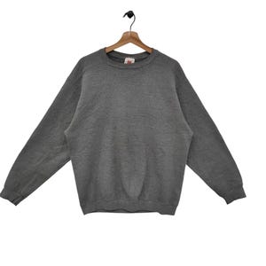 90s Member&#39;s Mark Blank Sweatshirt Large Vintage Sweater Jumper Crewneck Plain Gray Size L