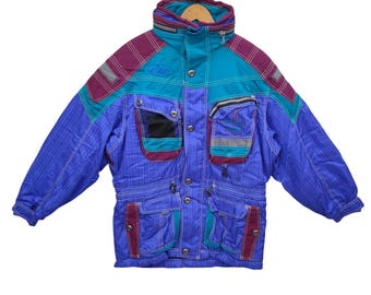 Vintage Asics Fireball Ski Jacket | 90s Extreme Gear Colorblock Winter Coat | Team Asics Japan L