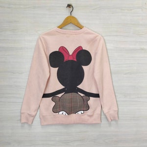 Y2K Disney Sweatshirt Small Vintage Minnie Mouse Sweater Jumper Pullover Crewneck Spellout Embroidery Womens Size S