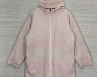 90s Courreges Paris Hoodie Large Vintage Courreges Fleece Zipper Jacket Pink L