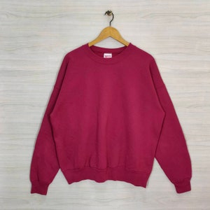 VTG des années 90 Hanes blanc sweat vintage pull uni pull pull ras du cou rouge taille XL