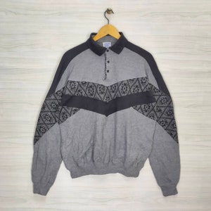 Vintage Boulevard Club Collared Sweatshirt Vtg Designer Sweater Jumper Pullover Colorblock Size XL