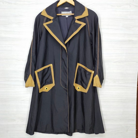 Vintage LOUIS FERAUD 80s Black Womens Trench Coat Louis Feraud - Etsy