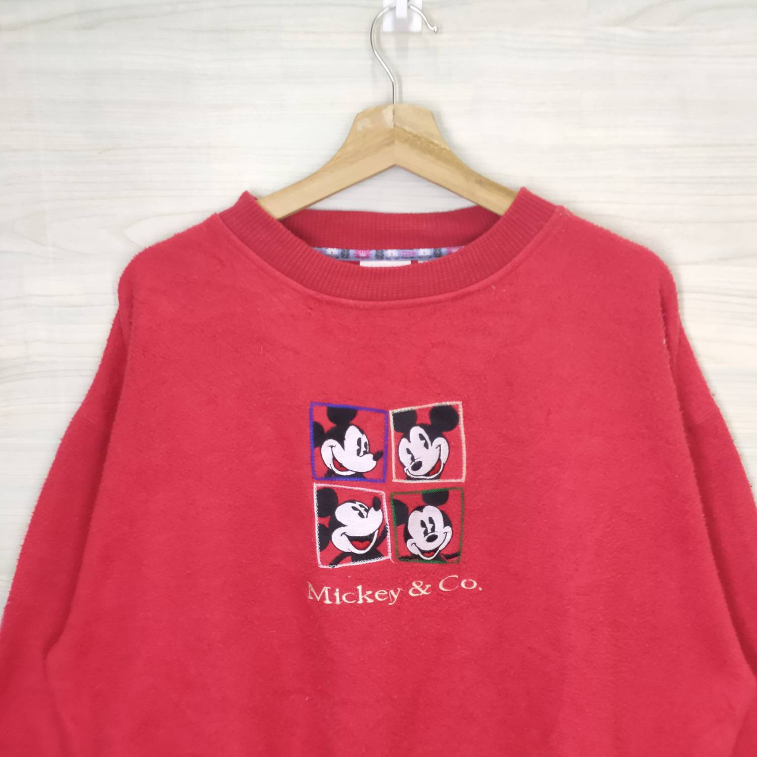 Vintage Mickey Mouse Red 1990s Cartoon Sweatshirt - XL