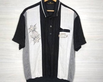 90s Andre Valentino Polo Shirt Medium Vintage Andre Embroidery Colorblock Top tee Size M