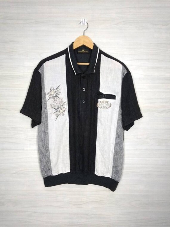 90s Andre Valentino Polo Shirt Medium Vintage Andre Embroidery