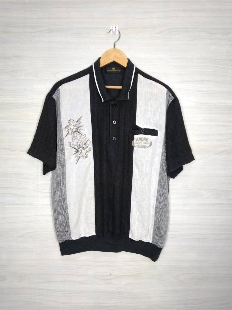【VALENTINO】1990s Embroidery Polo Shirt 90s Andre Valentino Polo Shirt Medium Vintage Andre
